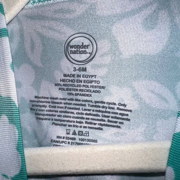 NWT Wonder Nation Baby Zip Rashie Hibiscus Size 3-6 Months - Picture 2 of 5